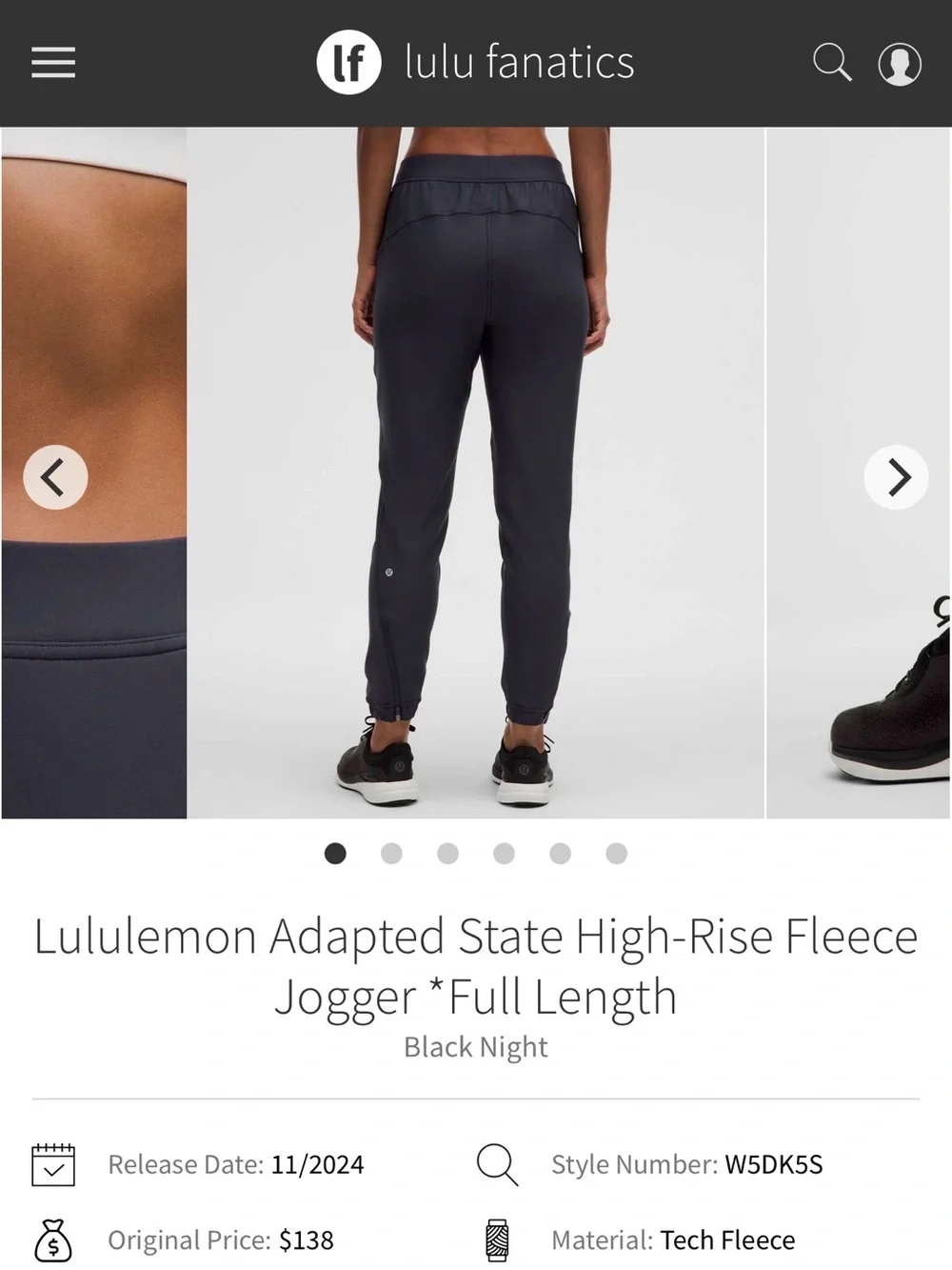 NWT Lululemon Adapted State High-Rise Fleece Jogger Black Night BKNT Size 4